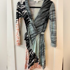 Diane Von Furstenberg Black and White Wrap Dress